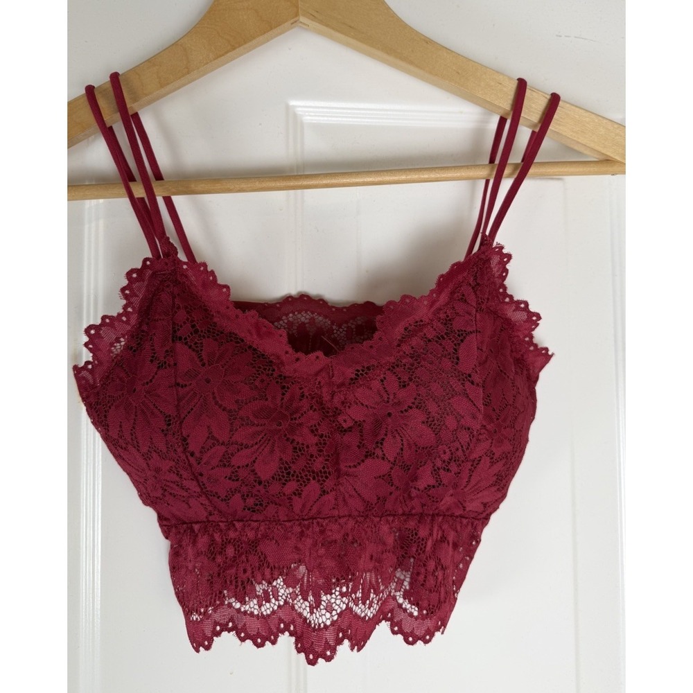 Festival Y2K Coquette Fairy Indie Whimsy Goth Red XS lace babydoll crop cami top